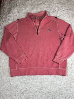 Tommy Bahama Men’s Large Salmon 1/4 Zip Pullover Sweater